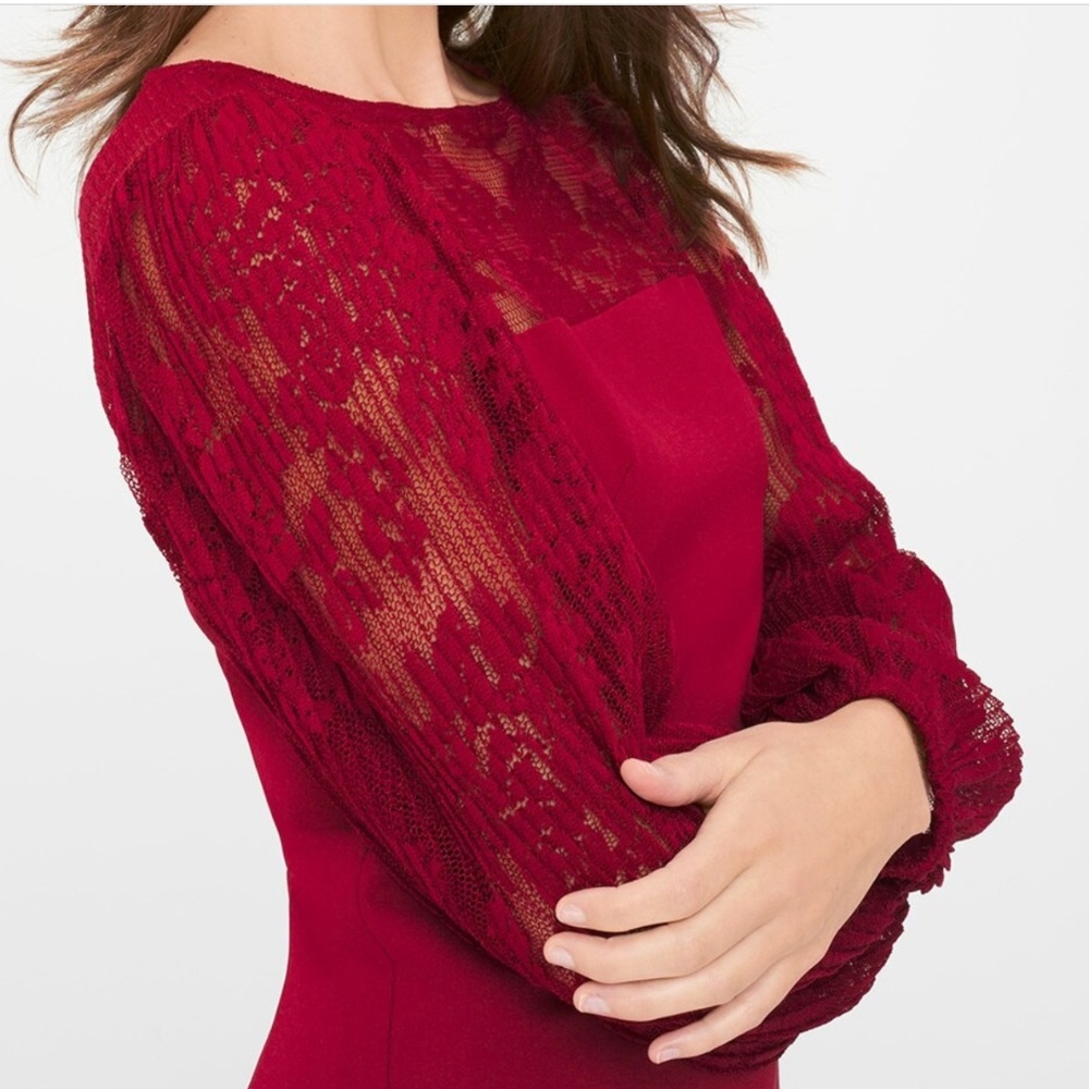 PLEATED LACE SHIFT DRESS - Picture 2 of 5